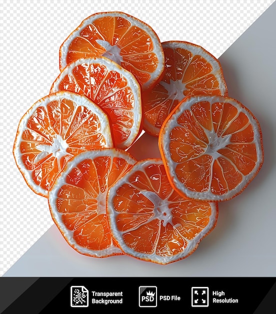 PSD batata saborosa suculenta fatias de tangerina descascadas de frutas tropicais doces em um fundo isolado