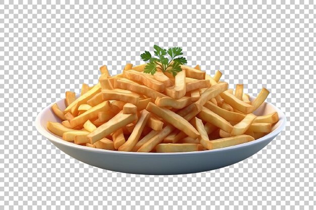 PSD batatas fritas 3d em tigela de vidro