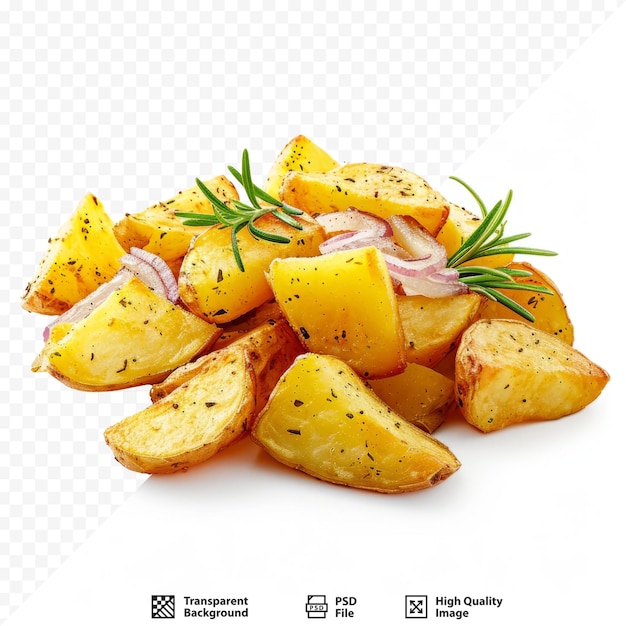 Batatas fritas com cebola isoladas em fundo branco isolado