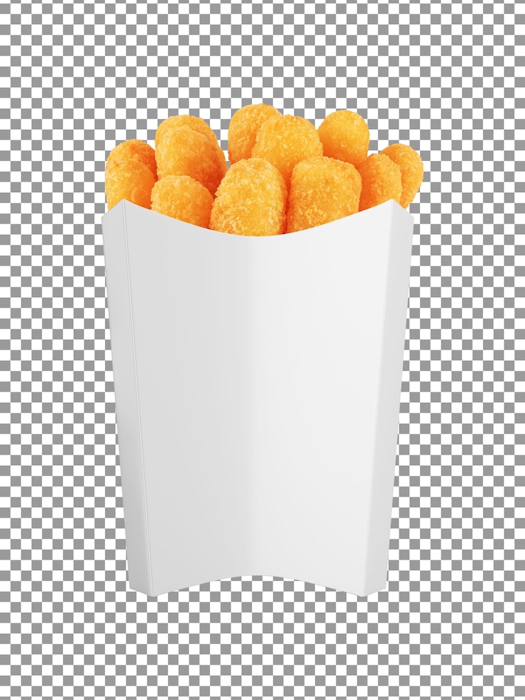 PSD batatas fritas com queijo cheetos em um saco de papel
