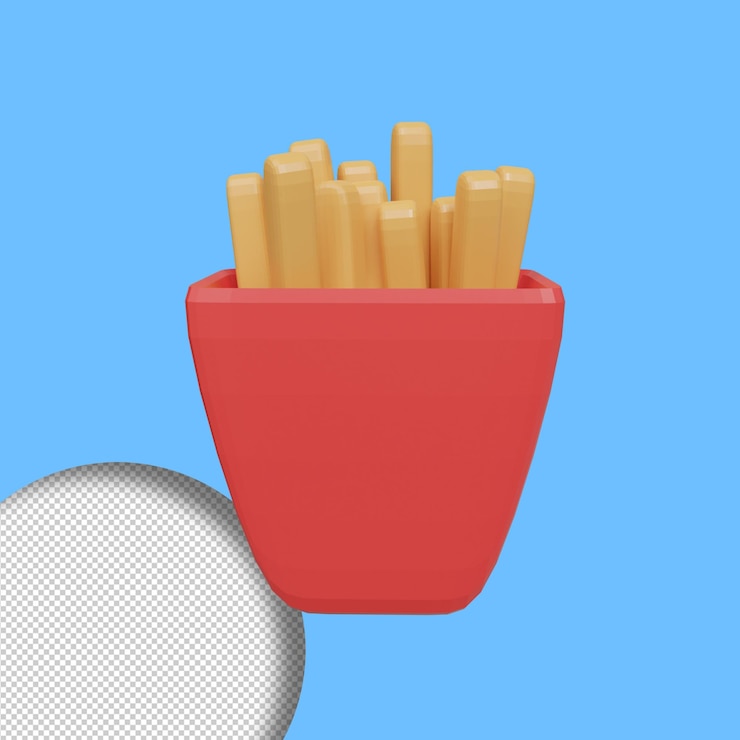 PSD batatas fritas em 3d render