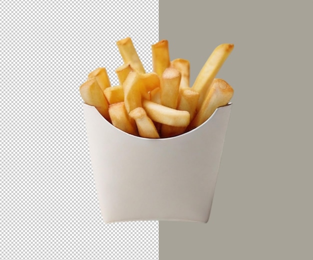 Batatas fritas em 3d renderização de fundo branco e ícone de batatas frites