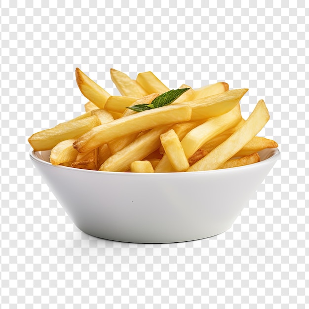 PSD batatas fritas em fundo de transparência de tigela psd