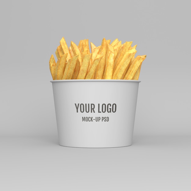 PSD batatas fritas embalagem mockup