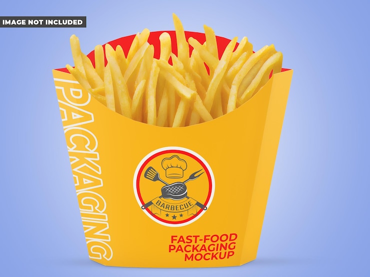 PSD batatas fritas embalagem mockup