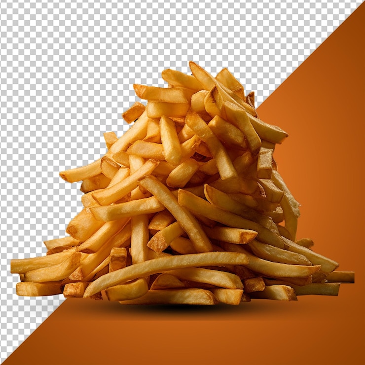 Batatas fritas PNG gratuitas levitam em um fundo transparente