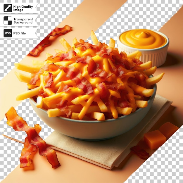 PSD batatas fritas psd com ketchup em uma tigela em fundo transparente