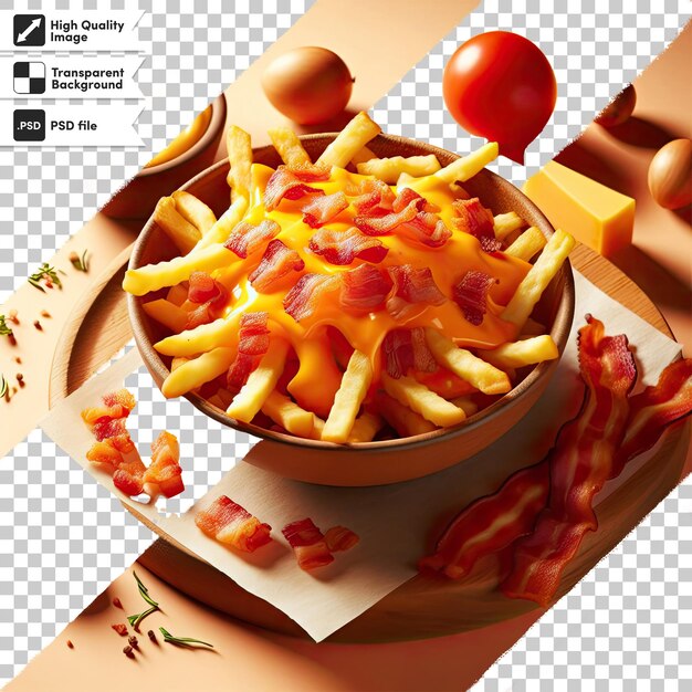 PSD batatas fritas psd com ketchup em uma tigela em fundo transparente