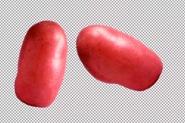 Batatas vermelhas isoladas em branco
