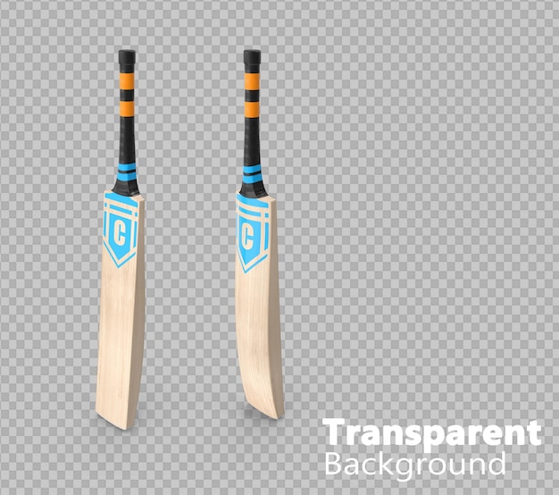 bate de cricket en un fondo transparente
