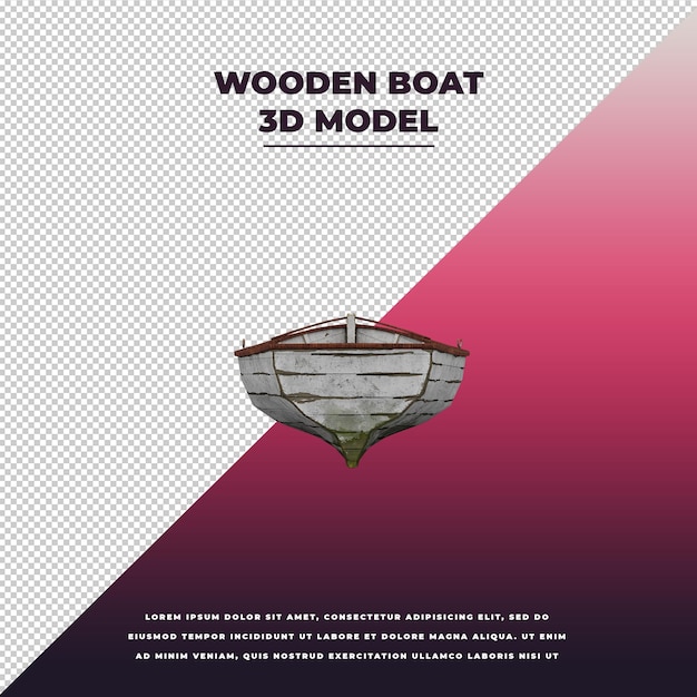 PSD bateau en bois 3d isolé