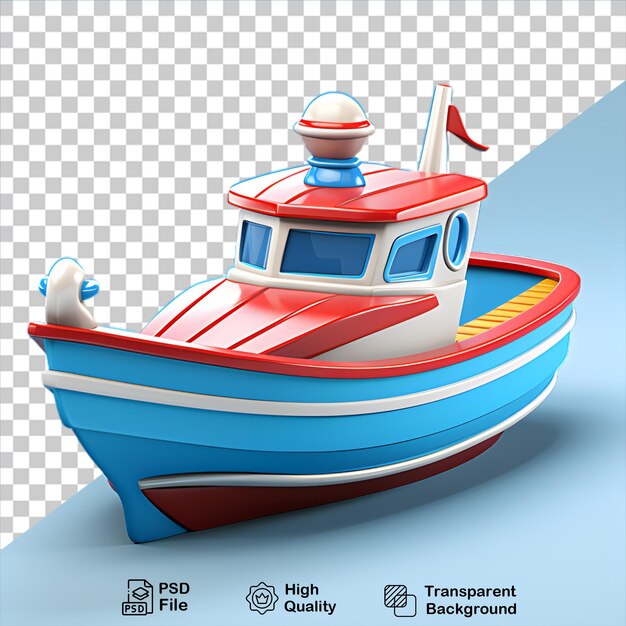 PSD bateau de dessin animé isolé sur un fond transparent inclure un fichier png