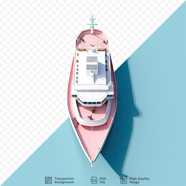 PSD un bateau est sur fond bleu avec un bateau rose au milieu.