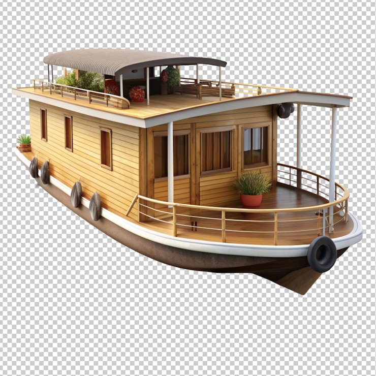 PSD bateau-maison sur un fond transparent
