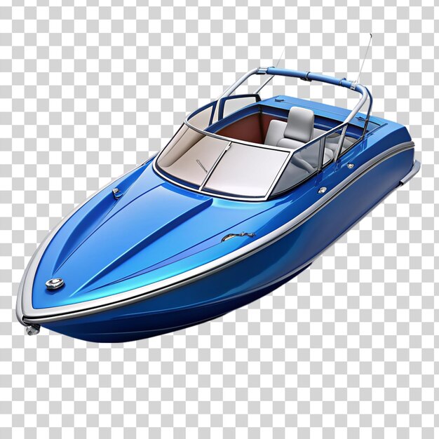 PSD bateau à moteur ou à moteur bleu isolé sur fond transparent