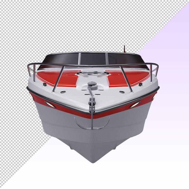 PSD bateau à moteur rouge et blanc