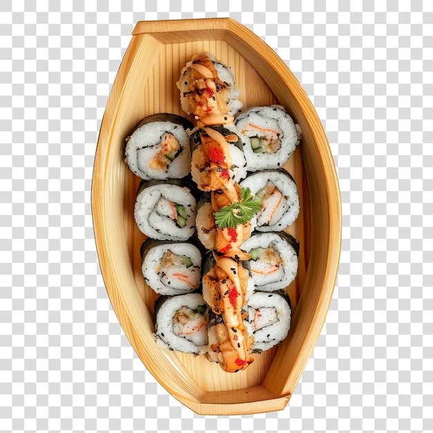 PSD bateau de sushi isolé sur un fond transparent png