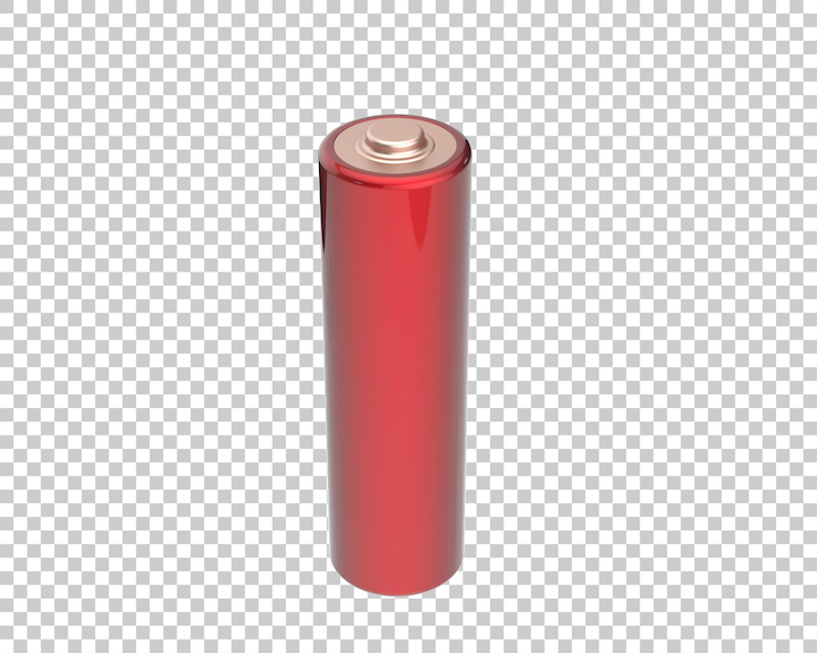 PSD batería aislada en la ilustración de renderizado 3d de fondo transparente