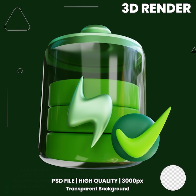 PSD bateria cheia ícone 3d