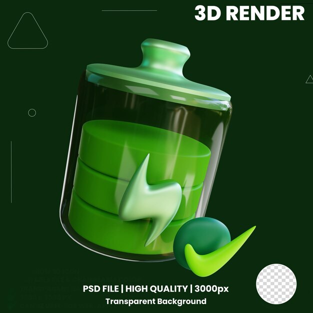 PSD bateria cheia ícone 3d