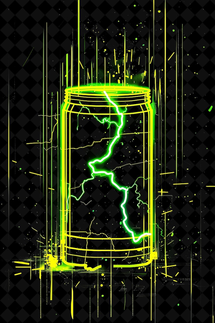 PSD batería energizante de 16 bits de píxeles con relámpagos y colecciones de arte de color de neón de forma ele y2k