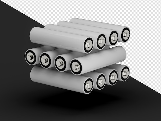 PSD bateria tamanho aaa isolada em fundo preto bateria recarregável em branco tamanho aa ou aaa