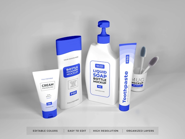 Bath kit set mockup design isoliert