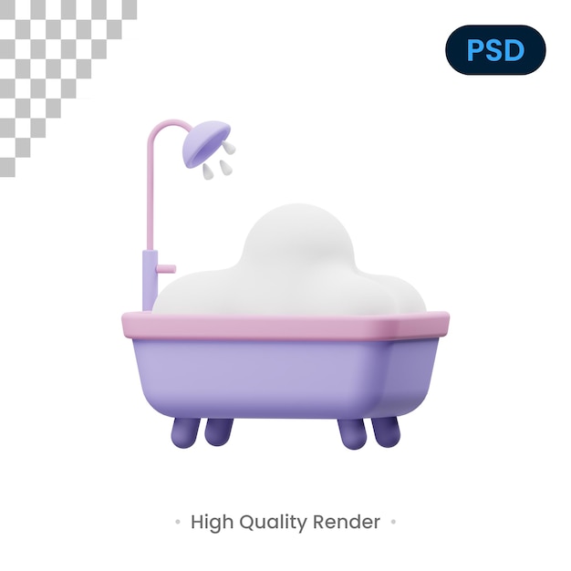 Bathub 3D render ilustração PSD Premium
