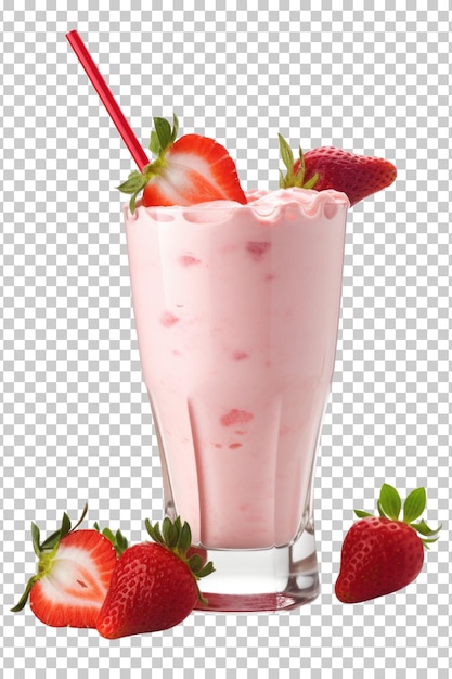 Batido de fresa aislado sobre fondo transparente