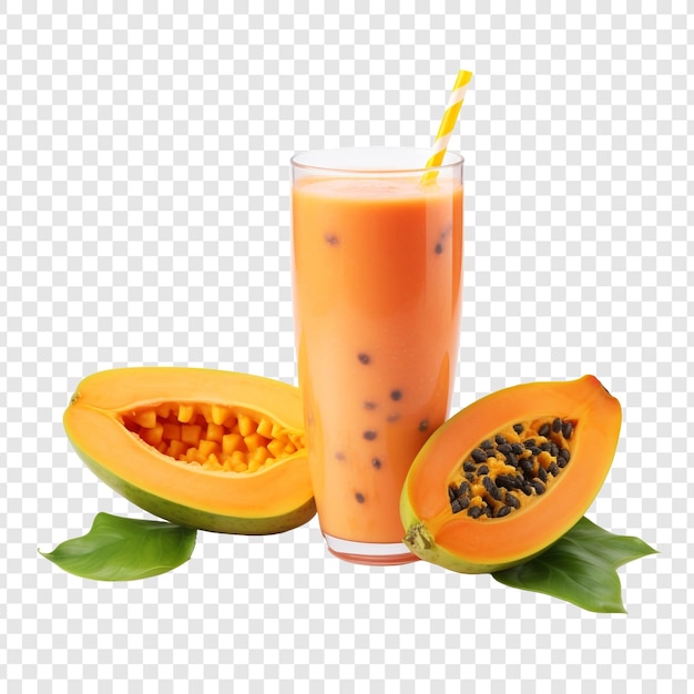 PSD un batido de papaya recién hecho aislado sobre un fondo transparente