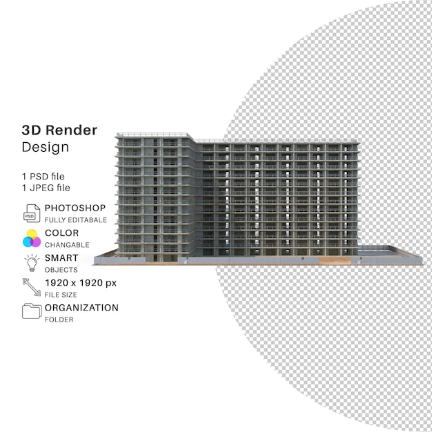 Bâtiment d'appartement Modélisation 3D fichier PSD Bâtiment réaliste