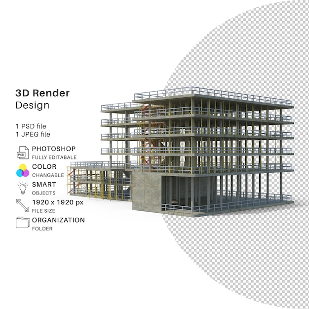 PSD bâtiment d'appartement modélisation 3d fichier psd bâtiment réaliste