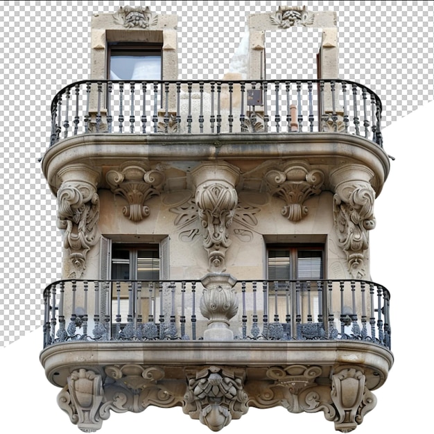 PSD un bâtiment avec un balcon qui a un balcon et qui dit 