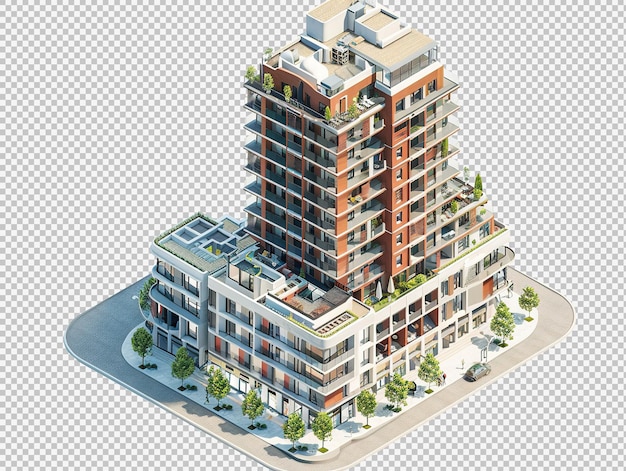 PSD bâtiment isométrique appartement png