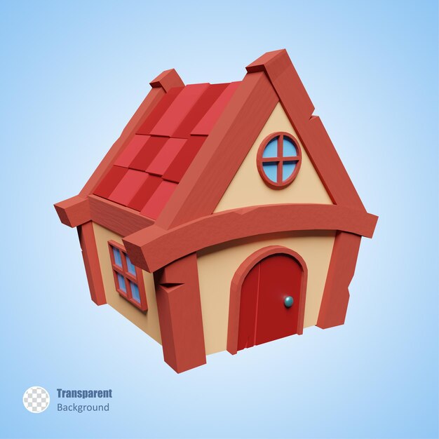 PSD bâtiment de maison rouge dans la conception de rendu 3d