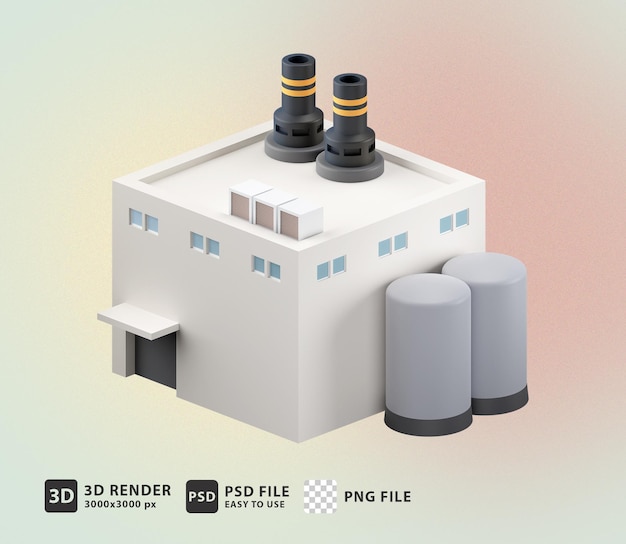 PSD bâtiment d'usine 3d