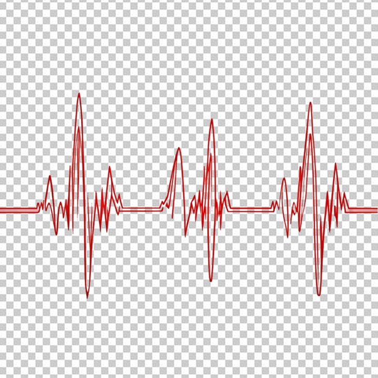 PSD batimento cardíaco no ecg linha cardíaca vermelha isolada em fundo transparente
