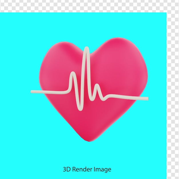 Batimento cardíaco vermelho médico de renderização 3d