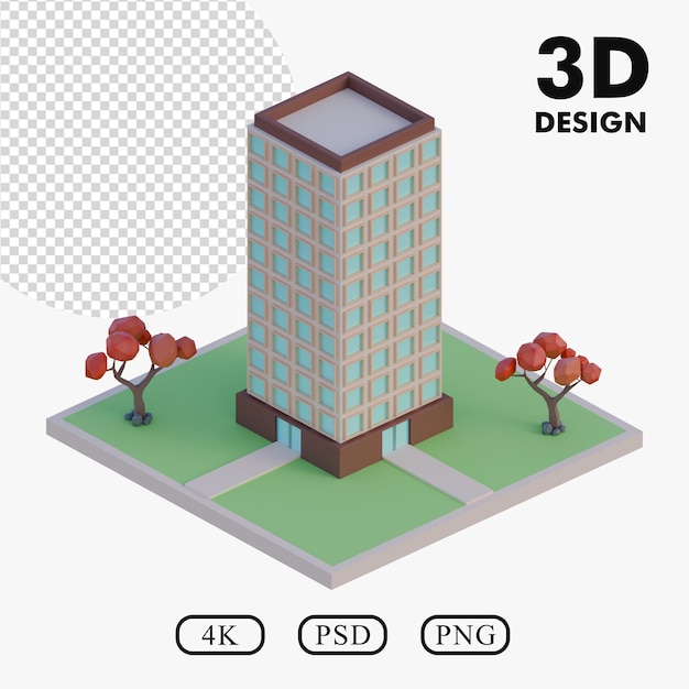 Bâtiments à plusieurs étages en 3D couleur brune