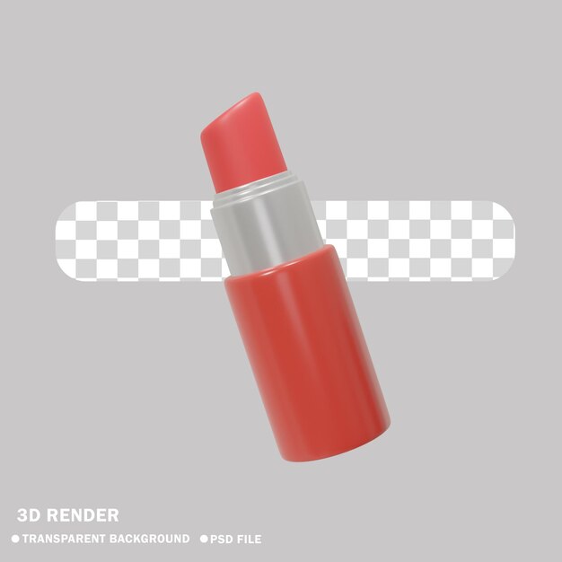 PSD batom vermelho de ilustração 3d com um fundo claro e transparente