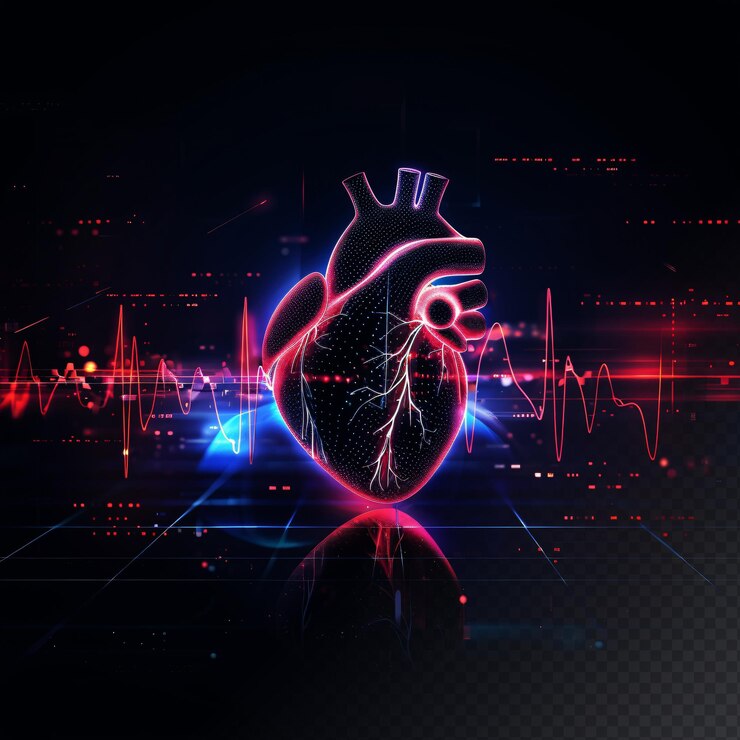 PSD les battements cardiaques humains numériques brillants