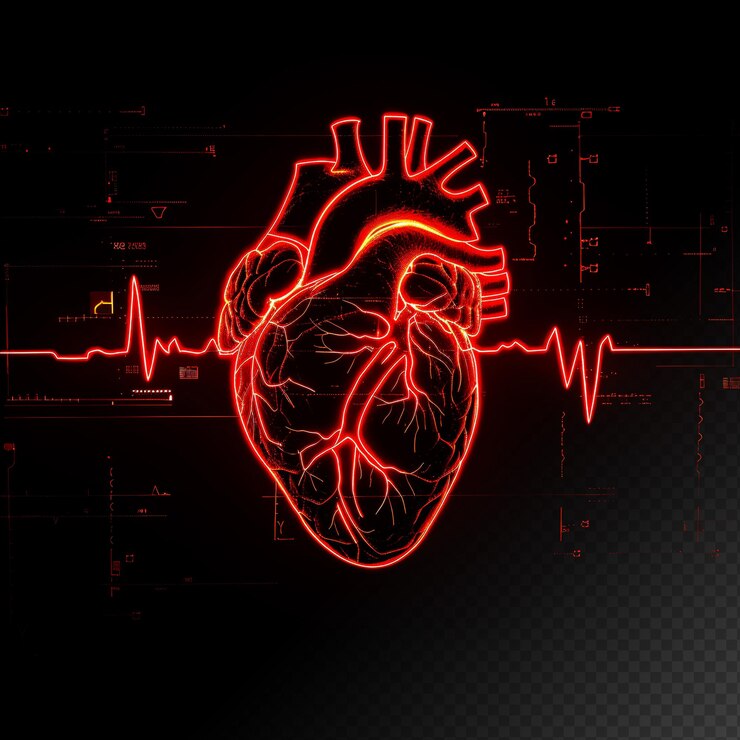 PSD les battements cardiaques humains numériques brillants