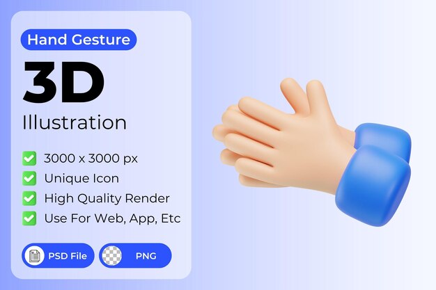 Battendo le mani gesto illustrazione 3D