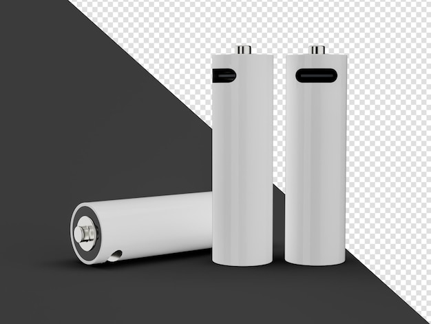 Batterie di formato AA mockup batteria ricaricabile isolata USB tipo C che carica l'illustrazione 3d