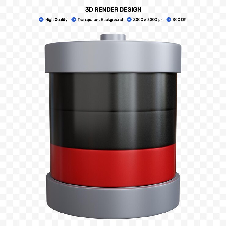 PSD batterie de rendu 3d presque hors tension isolée