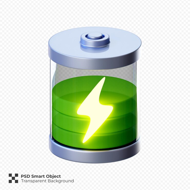 Battery 3d render illustration isolato premium psd