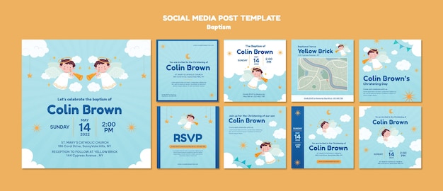 Battesimo instagram post design del modello