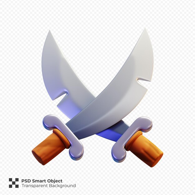 Battle Sword 3D-Ikonen-Illustration isolierte Premium-PSD