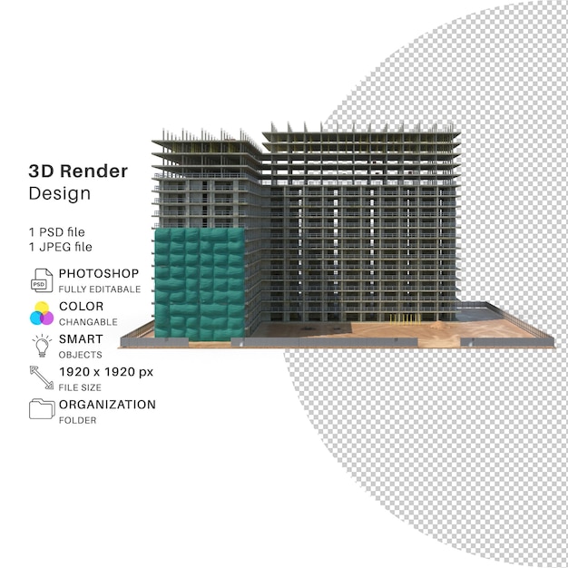 Bau 3D-Modellierung PSD-Datei realistisches Gebäude