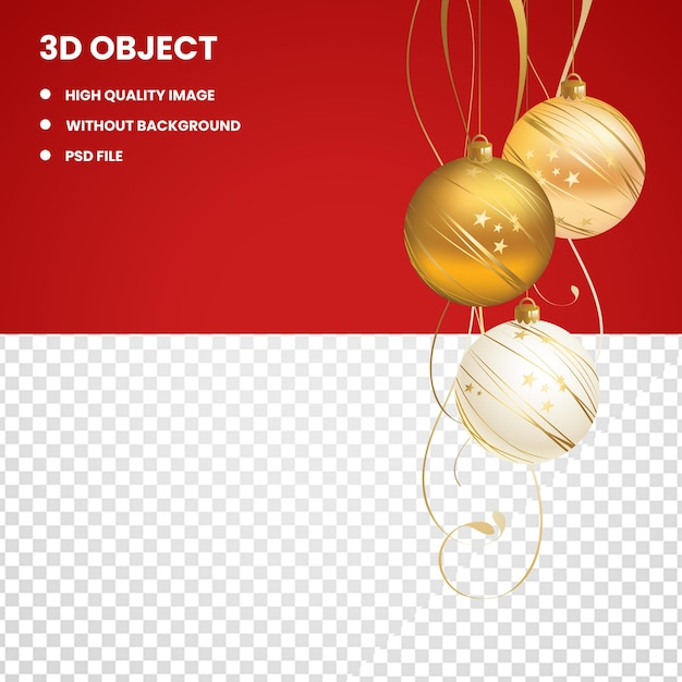 PSD bauble de navidad blanco y dorado y obras de arte de arco